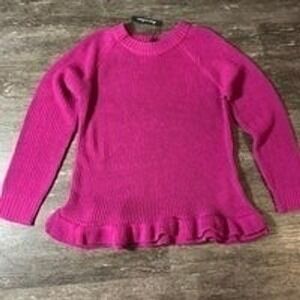 Alison Andrews Fuchsia Sweater Size L Ruffle NWOT